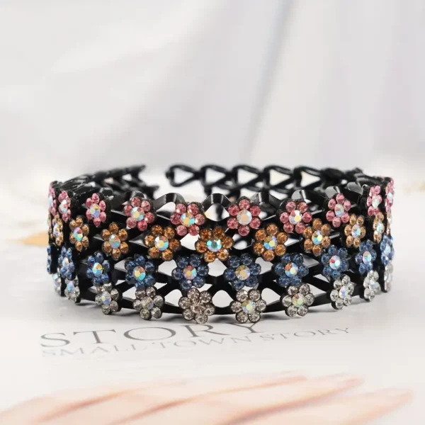 4pcs Joyo Non-Slip Rhinestone Headbands - Elegant Solid Wave Design with Sparkling Multi-Color Gemstones, Perfect for Women & Girls, Ideal for Dress-Up & Everyday Glam, Valentine's Day Gift, Joyo